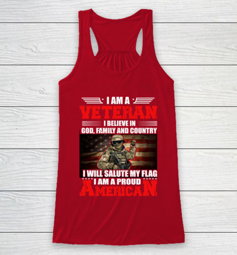Veteran Shirt Im a Veteran I Believe In God Family And Country Anerican Flag Racerback Tank 12