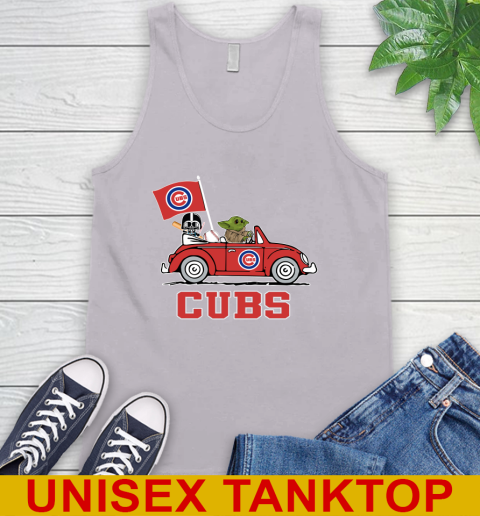 MLB Baseball Chicago Cubs Darth Vader Baby Yoda Driving Star Wars Shirt Tank Top 4