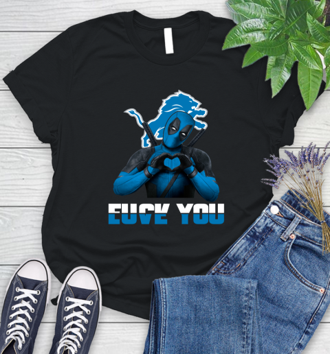 NHL Detroit Lions Deadpool Love You Fuck You Football Sports Women's T-Shirt