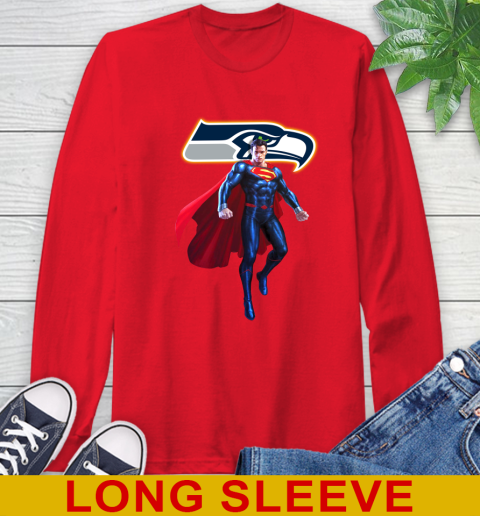 NFL Superman DC Sports Football Seattle Seahawks Long Sleeve T-Shirt 10