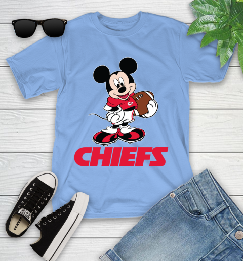 NFL Football Kansas City Chiefs Cheerful Mickey Mouse Shirt Youth T-Shirt 11