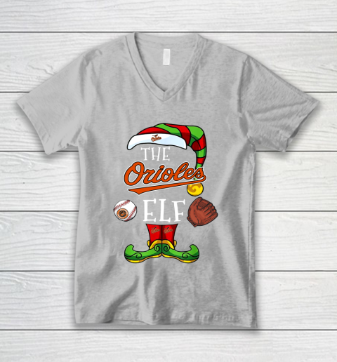 Baltimore Orioles Christmas ELF Funny MLB V-Neck T-Shirt 3