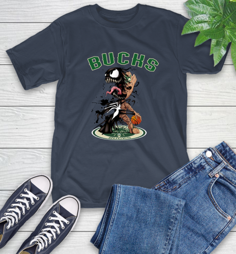 NBA Milwaukee Bucks Basketball Venom Groot Guardians Of The Galaxy T-Shirt 4