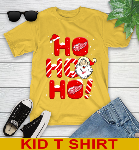 Detroit Red Wings NHL Hockey Ho Ho Ho Santa Claus Merry Christmas Shirt Youth T-Shirt 9