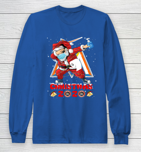 Miami Marlins Funny Santa Claus Dabbing Christmas 2020 MLB Long Sleeve T-Shirt 6