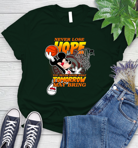 Atlanta Hawks NBA Basketball Mickey Disney Never Lose Hope Women's T-Shirt 6