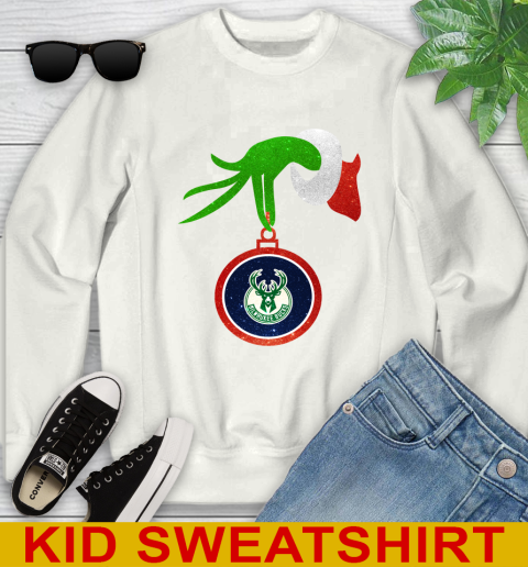Milwaukee Bucks Grinch Merry Christmas NBA Basketball Youth Sweatshirt