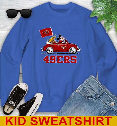 NFL Football San Francisco 49ers Pluto Mickey Driving Disney Shirt Youth Sweatshirt 7
