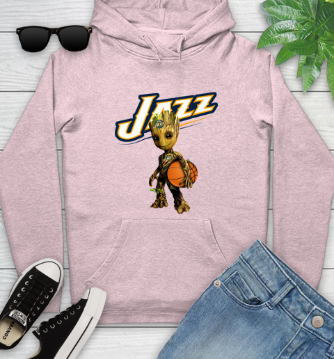 Utah Jazz NBA Basketball Groot Marvel Guardians Of The Galaxy Youth Hoodie 10