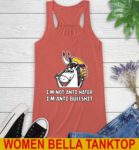 Minnesota Vikings NFL Football Unicorn I'm Not Anti Hater I'm Anti Bullshit Racerback Tank 4