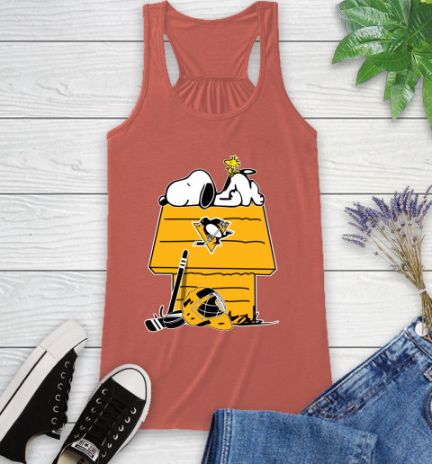 Pittsburgh Penguins NHL Hockey Snoopy Woodstock The Peanuts Movie Racerback Tank 4