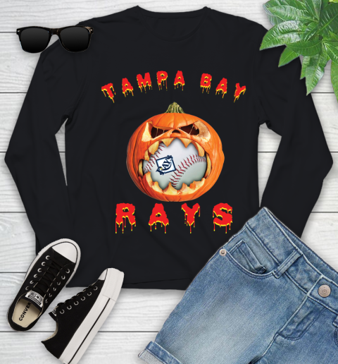 MLB Tampa Bay Rays Halloween Pumpkin Baseball Sports Youth Long Sleeve 2