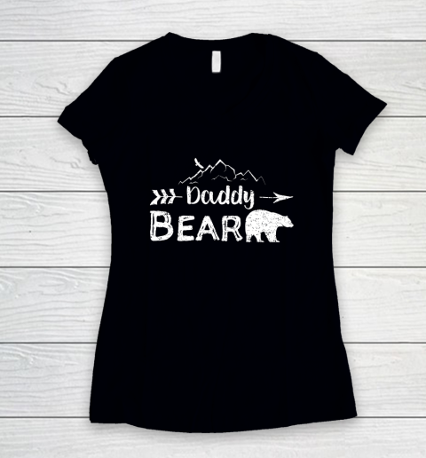 Mens Daddy Bear Shirt Matching Family Mama Papa Bear Camping Women's V-Neck T-Shirt