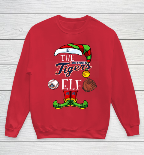 Detroit Tigers Christmas ELF Funny MLB Youth Sweatshirt 7