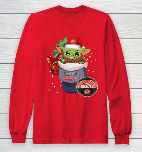 Atlanta Hawks Christmas Baby Yoda Star Wars Funny Happy NBA Long Sleeve T-Shirt 10
