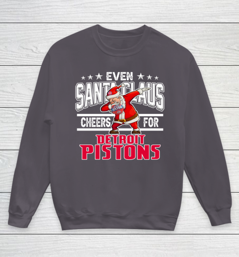 Detroit Pistons Even Santa Claus Cheers For Christmas NBA Youth Sweatshirt 5