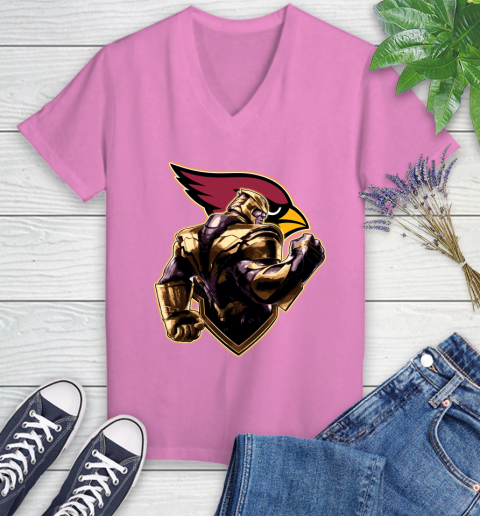 NFL Thanos Avengers Endgame Football Sports Arizona Cardinals Women's V-Neck T-Shirt 14