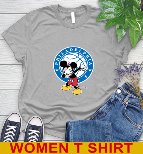 Philadelphia 76ers NBA Basketball Dabbing Mickey Disney Sports Women's T-Shirt 5