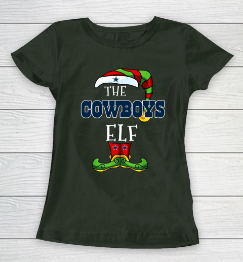 Dallas Cowboys Christmas ELF Funny NFL Women's T-Shirt 4