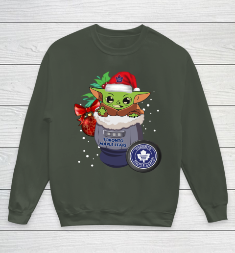 Toronto Maple Leafs Christmas Baby Yoda Star Wars Funny Happy NHL Youth Sweatshirt 10