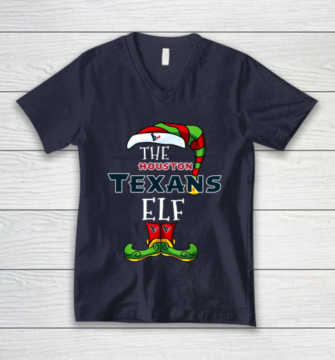Houston Texans Christmas ELF Funny NFL V-Neck T-Shirt 2
