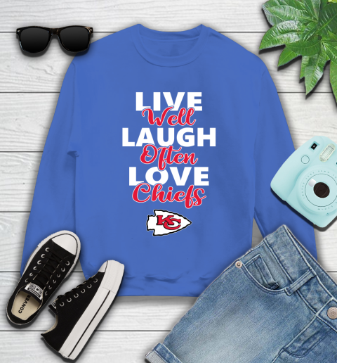 NFL Football Kansas City Chiefs Live Well Laugh Often Love Shirt Youth Sweatshirt 5