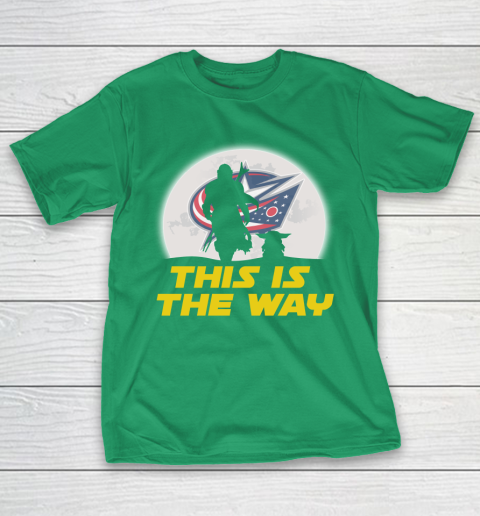 Columbus Blue Jackets NHL Ice Hockey Star Wars Yoda And Mandalorian This Is The Way T-Shirt 5