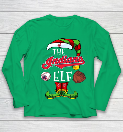 Cleveland Indians Christmas ELF Funny MLB Youth Long Sleeve 4
