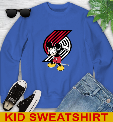 Portland Trail Blazers NBA Basketball Dabbing Mickey Disney Sports Youth Sweatshirt 7