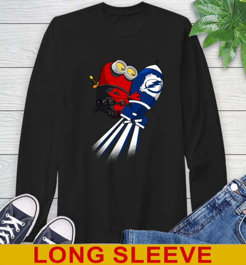 NHL Hockey Tampa Bay Lightning Deadpool Minion Marvel Shirt Long Sleeve T-Shirt