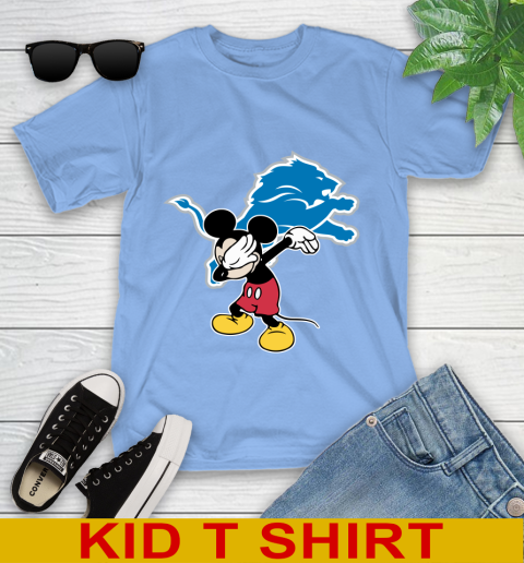 Detroit Lions NFL Football Dabbing Mickey Disney Sports Youth T-Shirt 11