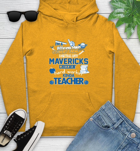 Dallas Mavericks NBA I'm A Difference Making Student Caring Basketball Loving Kinda Teacher Youth Hoodie 2