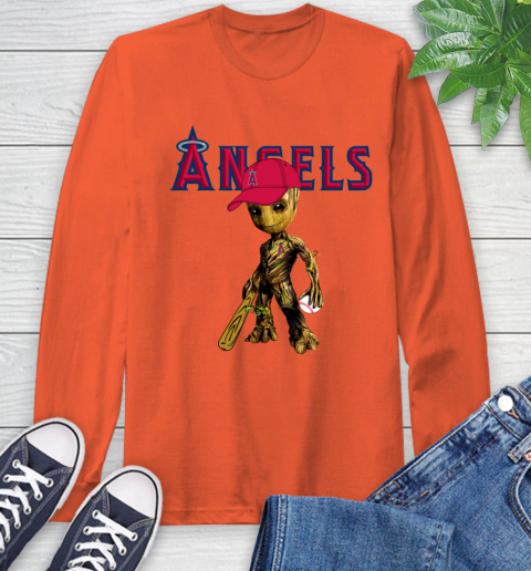 MLB Los Angeles Angels Groot Guardians Of The Galaxy Baseball Long Sleeve T-Shirt 5