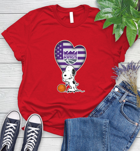 Sacramento Kings NBA Basketball The Peanuts Movie Adorable Snoopy Women's T-Shirt 9