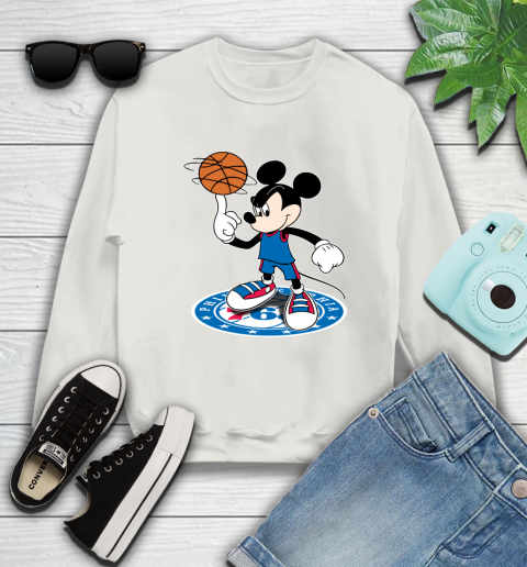 NBA Basketball Philadelphia 76ers Cheerful Mickey Disney Shirt Sweatshirt 12