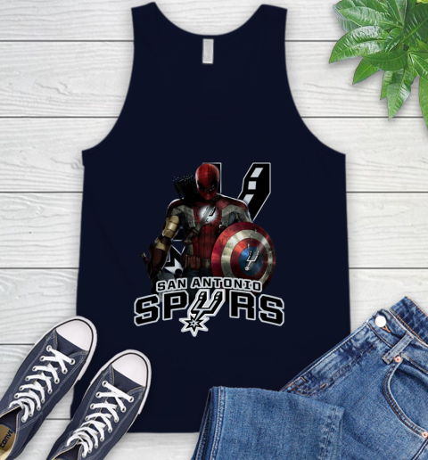 San Antonio Spurs NBA Basketball Captain America Thor Spider Man Hawkeye Avengers Tank Top 3