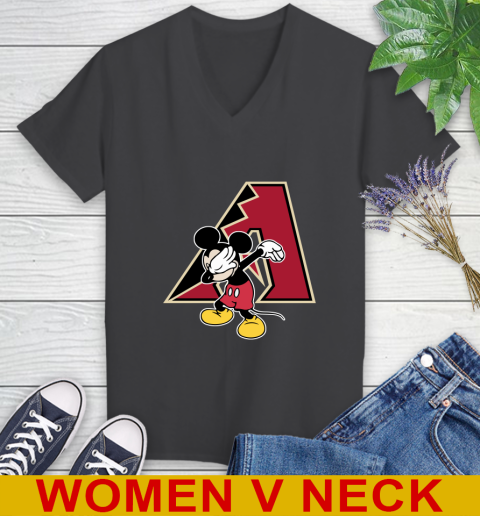 Arizona Diamondbacks MLB Baseball Dabbing Mickey Disney Sports Women's V-Neck T-Shirt 9