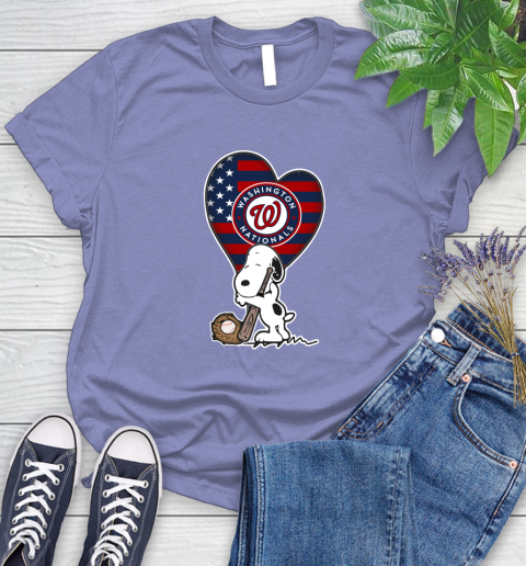 Washington Nationals MLB Baseball The Peanuts Movie Adorable Snoopy Women's T-Shirt 11