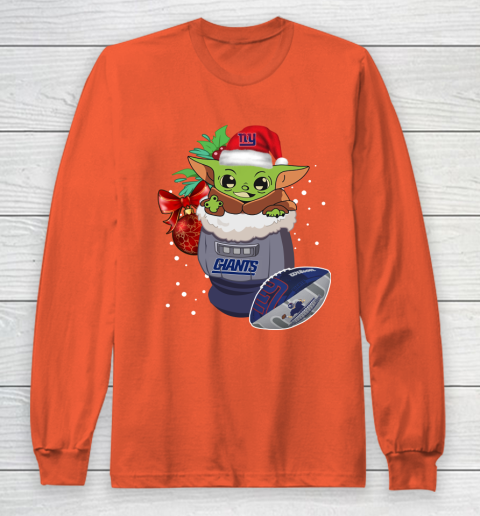 New York Giants Christmas Baby Yoda Star Wars Funny Happy NFL Long Sleeve T-Shirt 5