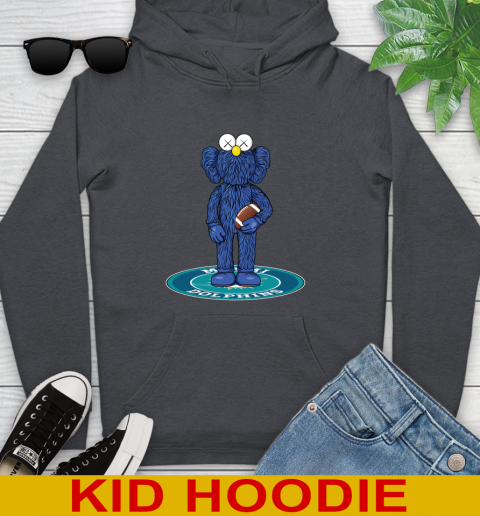 NFL Football Miami Dolphins Kaws Bff Blue Figure Shirt Youth Hoodie 9