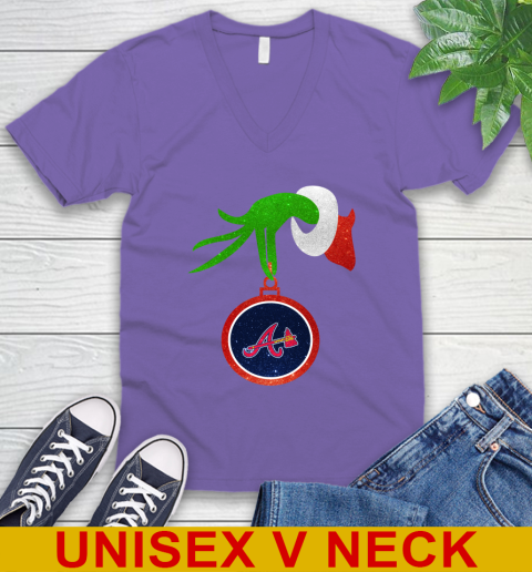 Atlanta Braves Grinch Merry Christmas MLB Baseball V-Neck T-Shirt 9