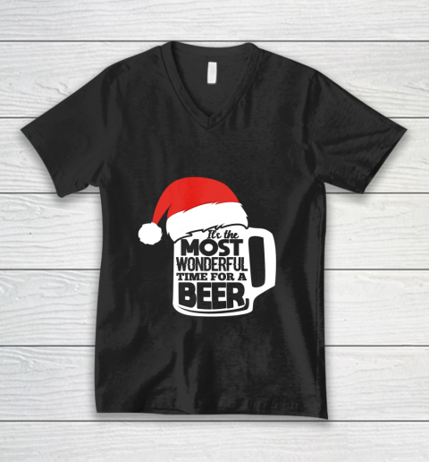 It s The Most Wonderful Time For A Beer Christmas Funny Xmas V-Neck T-Shirt