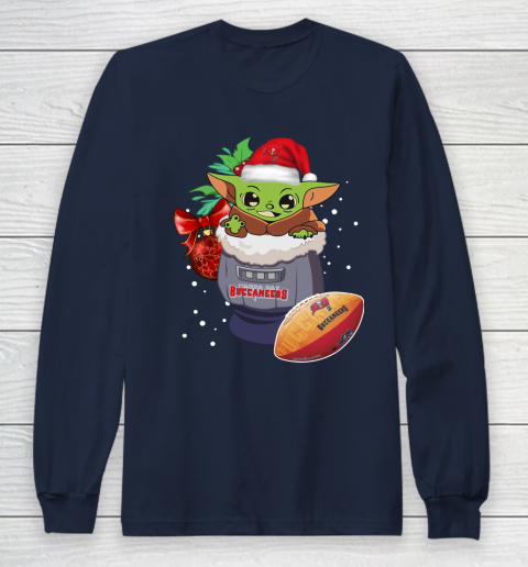 Tampa Bay Buccaneers Christmas Baby Yoda Star Wars Funny Happy NFL Long Sleeve T-Shirt 4