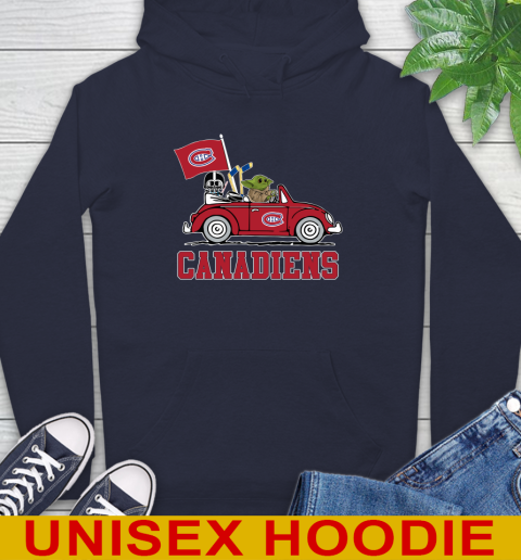 NHL Hockey Montreal Canadiens Darth Vader Baby Yoda Driving Star Wars Shirt Hoodie 4