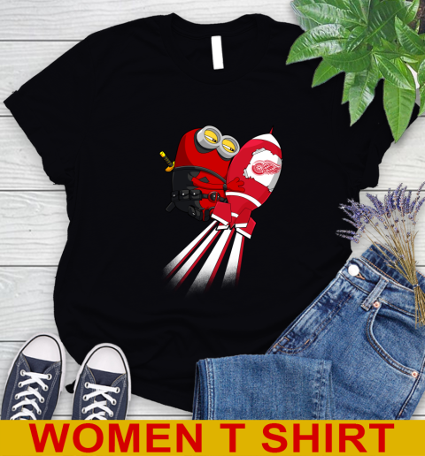 NHL Hockey Detroit Red Wings Deadpool Minion Marvel Shirt Women's T-Shirt