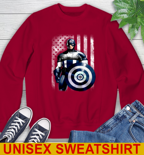 Winnipeg Jets NHL Hockey Captain America Marvel Avengers American Flag Shirt Sweatshirt 9