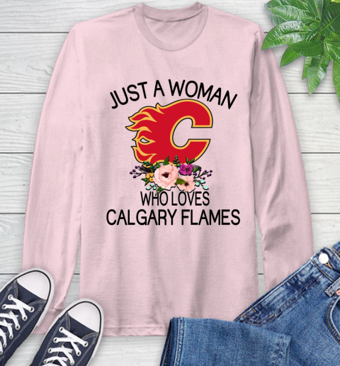 NHL Just A Woman Who Loves Calgary Flames Hockey Sports Long Sleeve T-Shirt 8