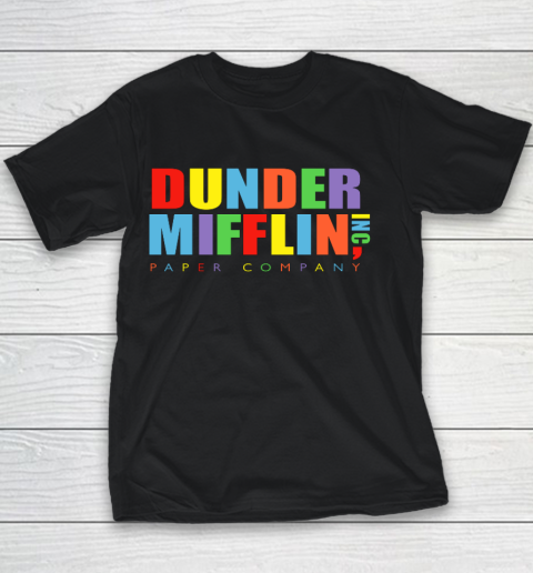 The Office Dunder Mifflin Rainbow Letters Youth T-Shirt