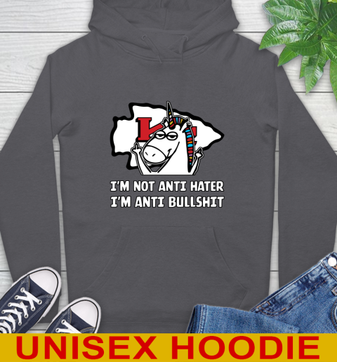 Kansas City Chiefs NFL Football Unicorn I'm Not Anti Hater I'm Anti Bullshit Hoodie 7