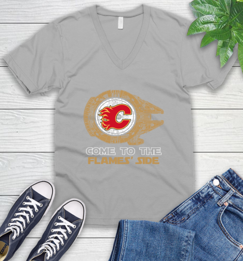 NHL Come To The Calgary Flames Wars Hockey Sports V-Neck T-Shirt 3